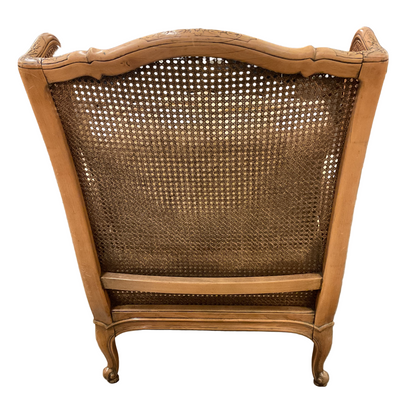French Country Style Cane Wing-back Armchair