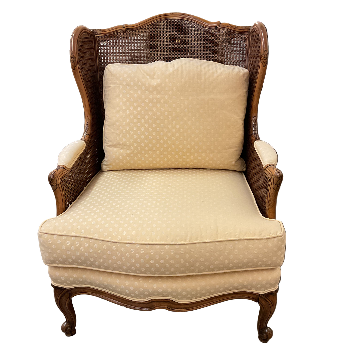 French Country Style Cane Wing-back Armchair