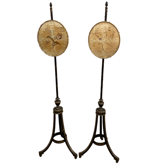 Pair of 19th C. Pole Screens