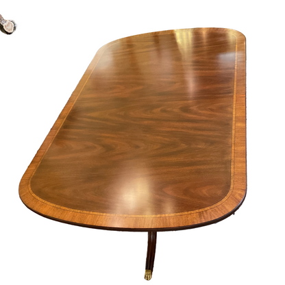 Henkel Harris Double Pedestal Mahogany Dining Table.