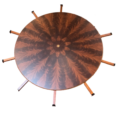 Round Expandable Flame Mahogany Dining Table