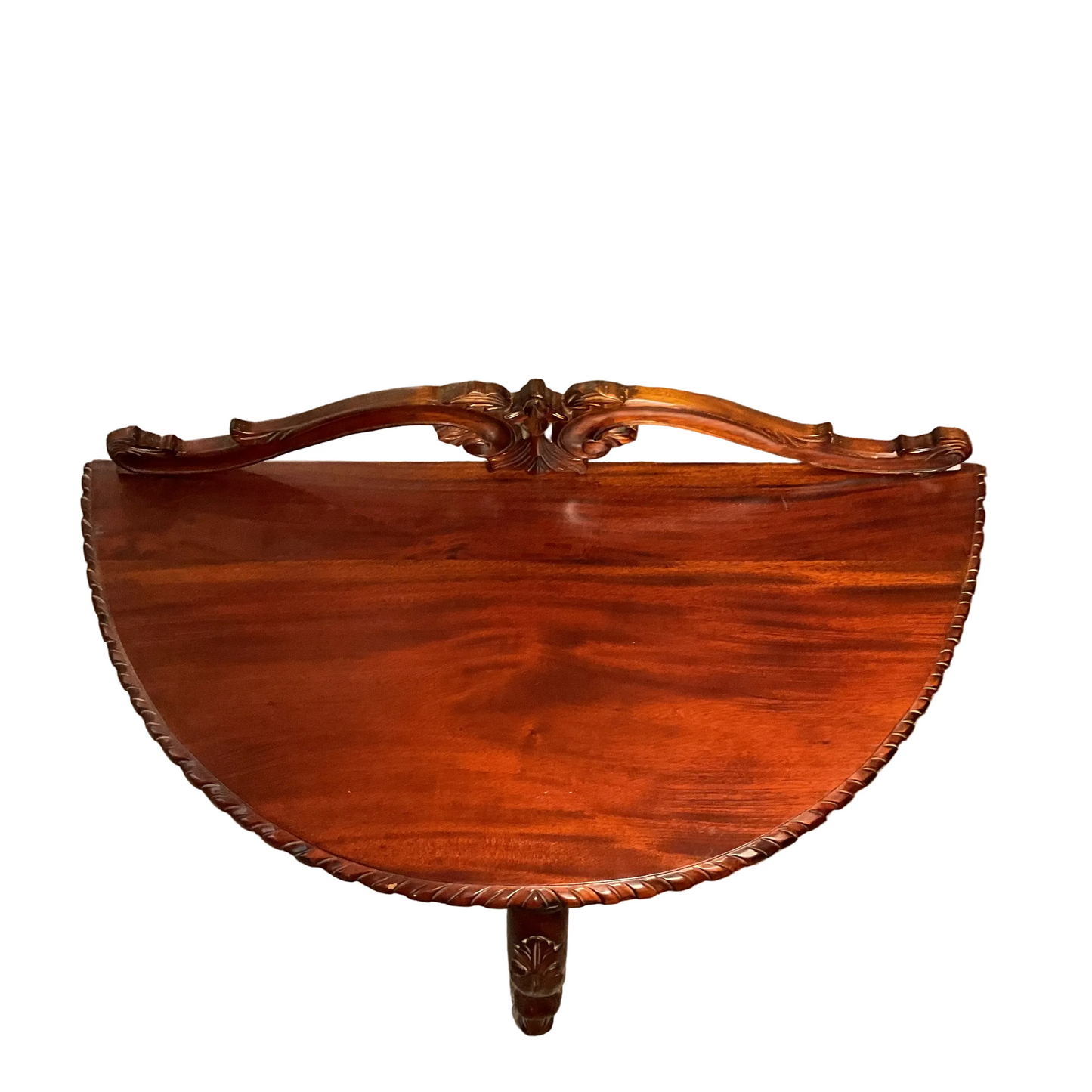 French Carved Mahogany Demilune Table