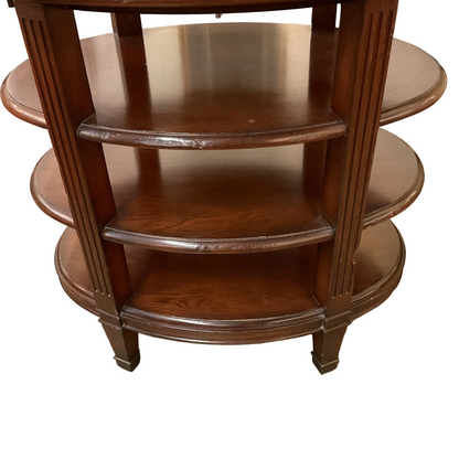 Pair Three Tier Mahogany Oval Side Tables By Milling Road /Baker