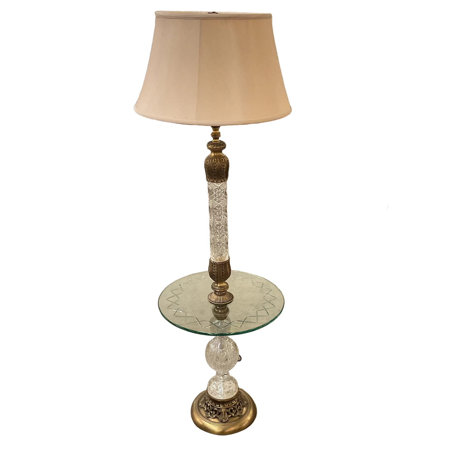 Frederick Copper Vintage Crystal and Brass Floor Lamp