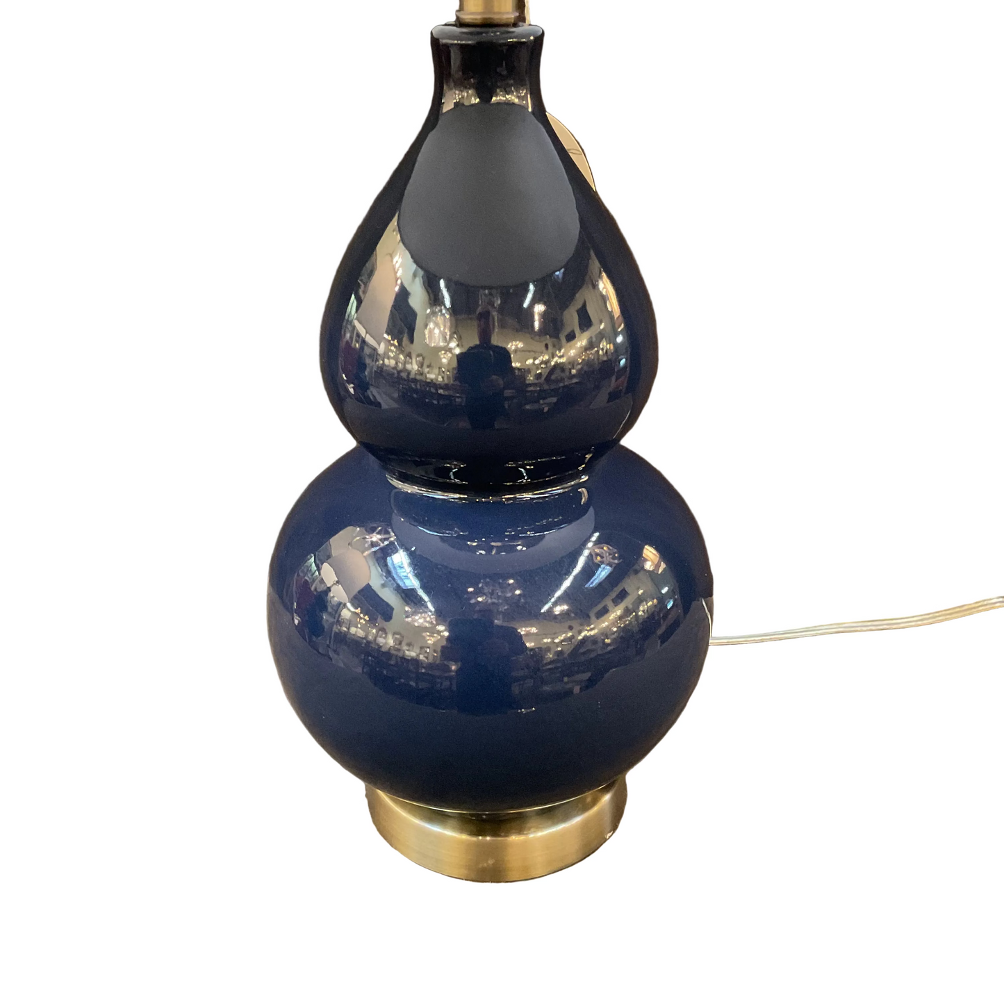 Pair Navy Blue Ceramic Lamps