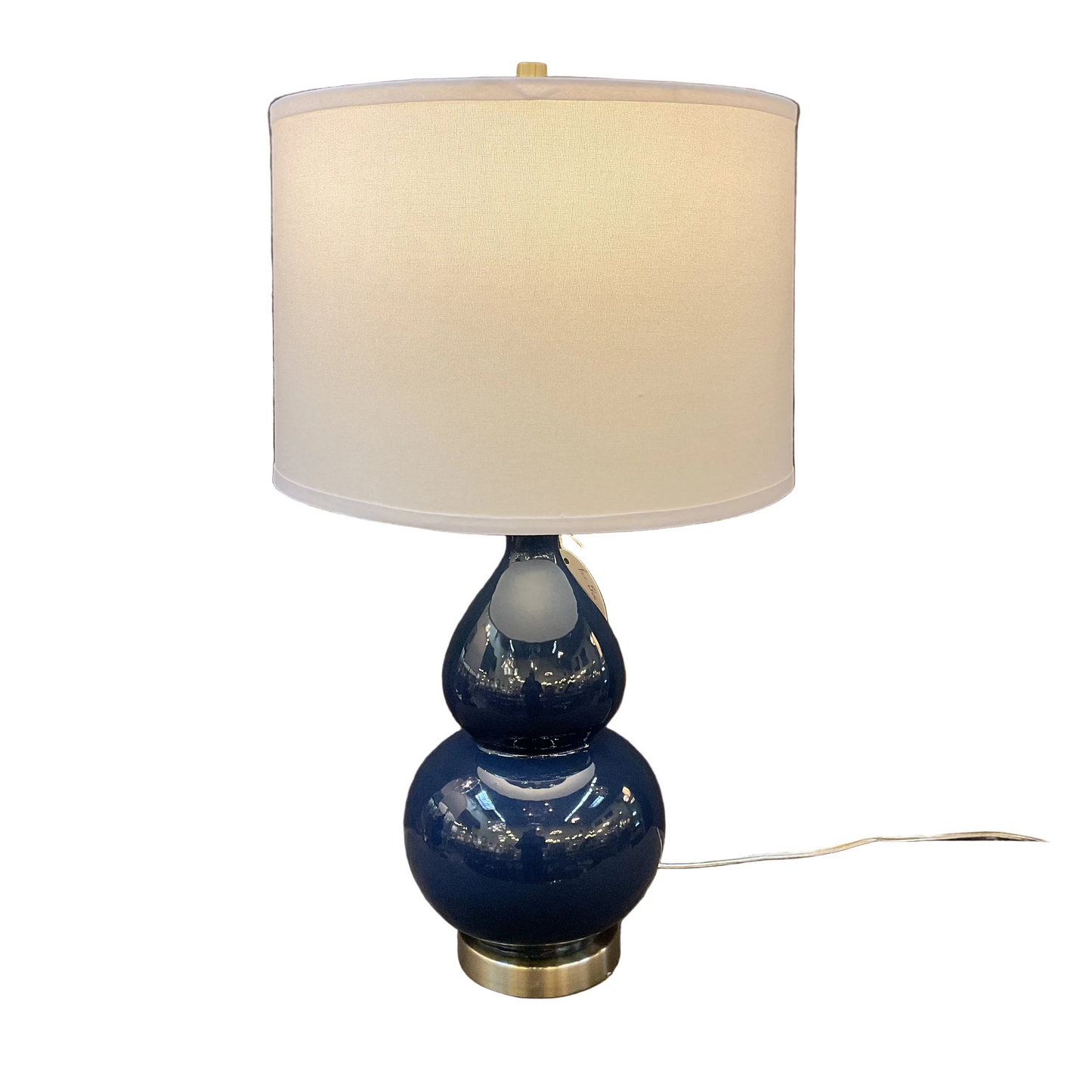 Pair Navy Blue Ceramic Lamps