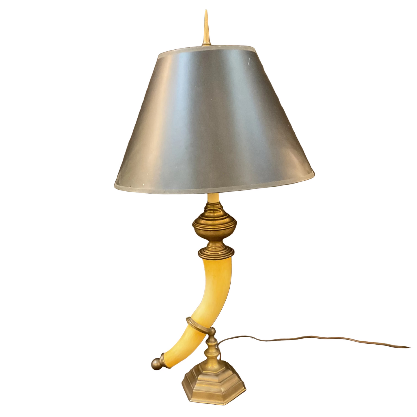 Vintage Faux Horn and Brass Lamp By Chapman