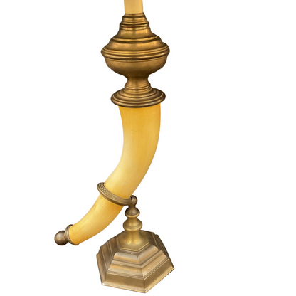 Vintage Faux Horn and Brass Lamp By Chapman