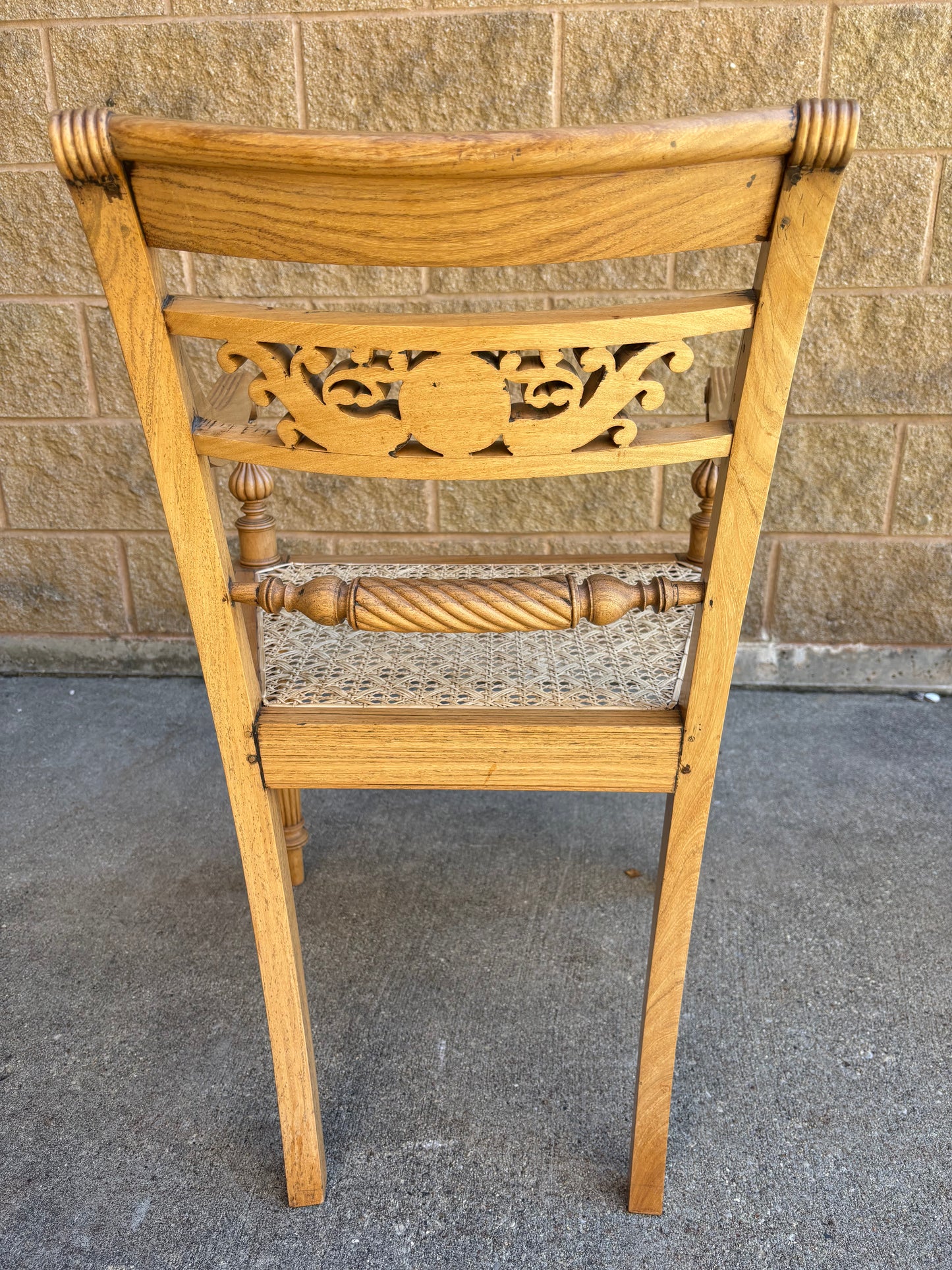 Pair Regency Hand Woven Cane Chairs