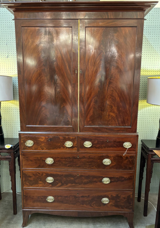 English Mahogany Linen Press