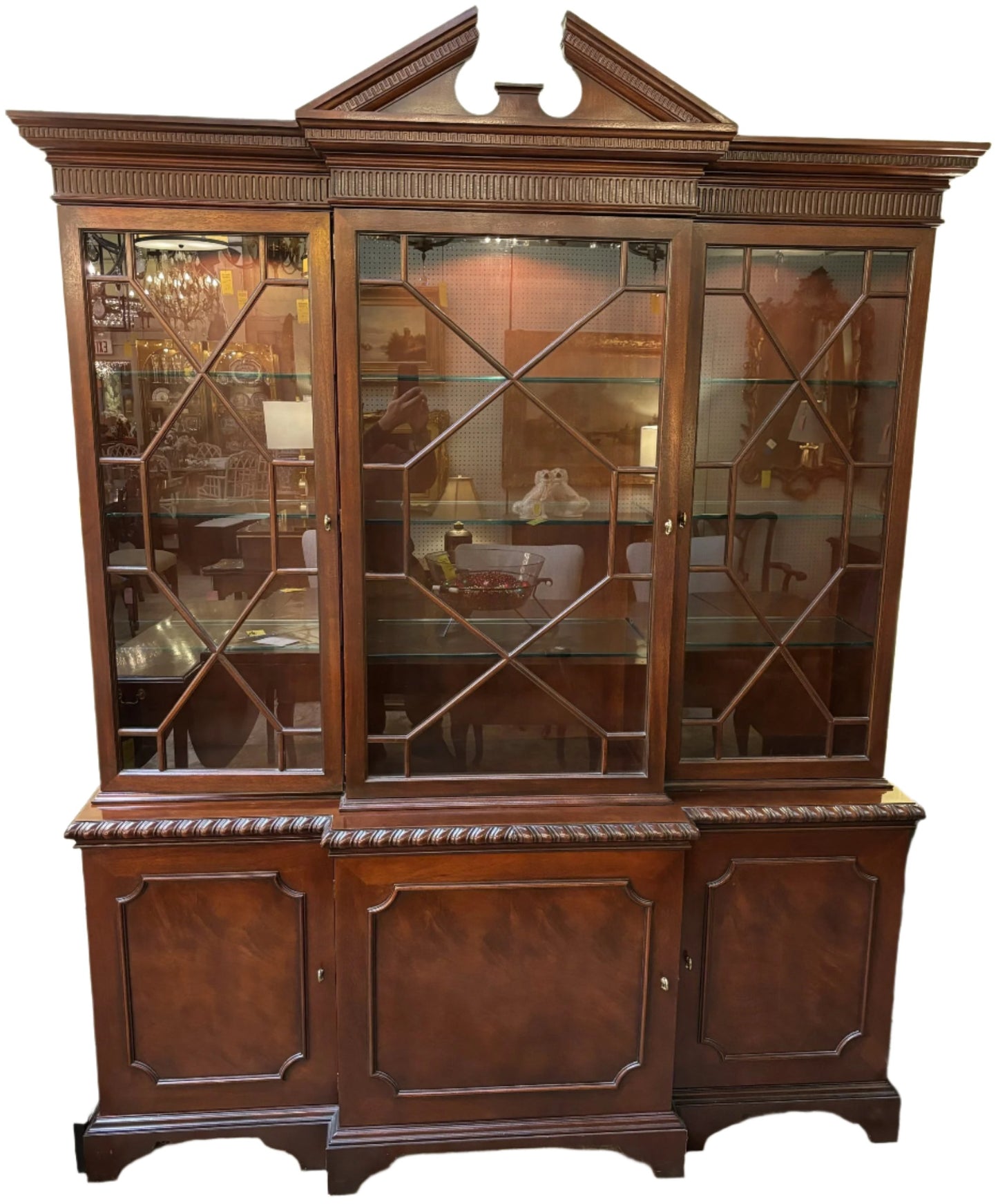 MAHOGANY BREAKFRONT BY BAKER FURNITURE