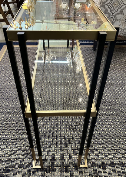 BLACK AND GOLD METAL TWO TIER CONSOLE TABLE