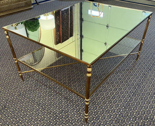 TWO TIER MIRROR TOP COCKTAIL TABLE