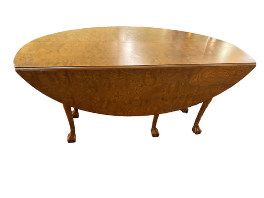 Burl Wood Drop Leaf Table