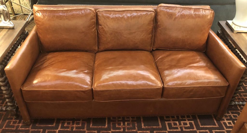 modern three cushion leather sofa