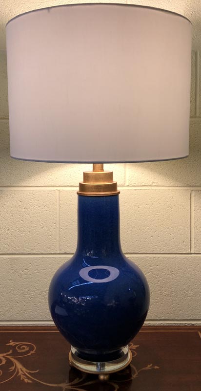 Anna's Mostly Mahogany Consignment - Pair of blue ceramic lamps