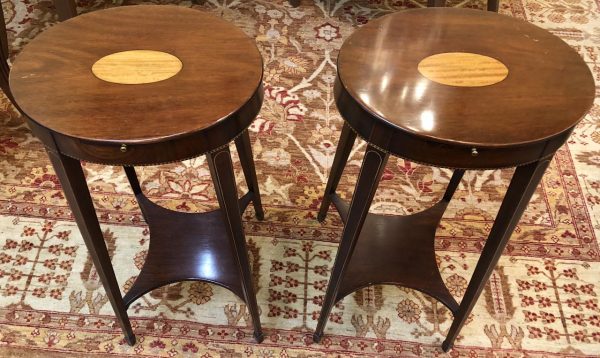 Anna's Mostly Mahogany Consignment - Pair of Oval End Tables