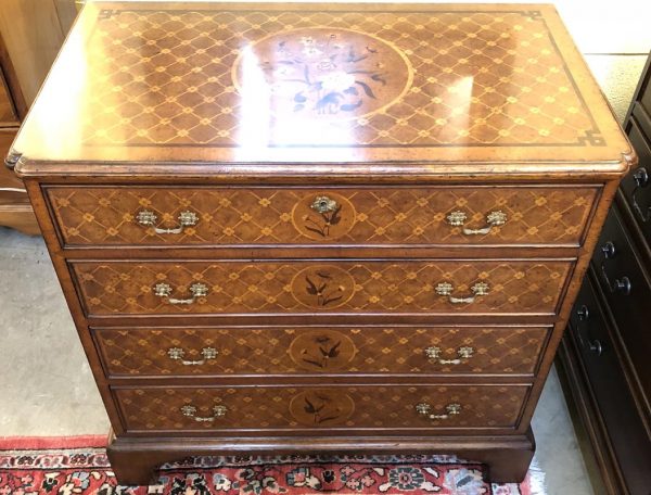 Anna's Mostly Mahogany Consignment - Floral Walnut Inlay Chest of Drawers