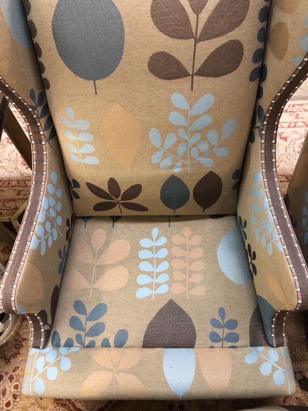 Anna's Mostly Mahogany Consignment - Pr Brown Floral Wing Chairs