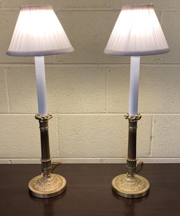 Anna's Mostly Mahogany Consignment - Gilt Candlestick Lamps