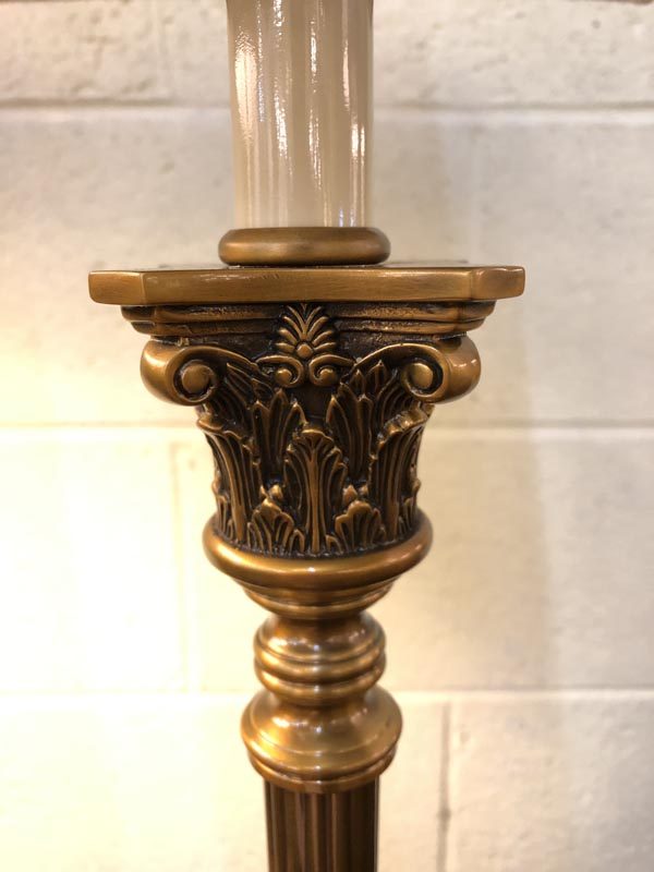 Anna's Mostly Mahogany Consignment - Pr Brass Column Lamps