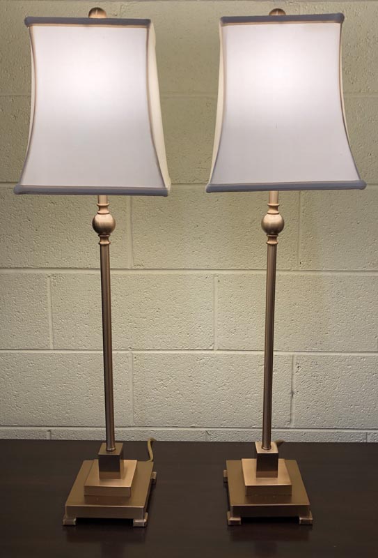 Anna's Mostly Mahogany Consignment - Pr Brass Candlestick Lamps