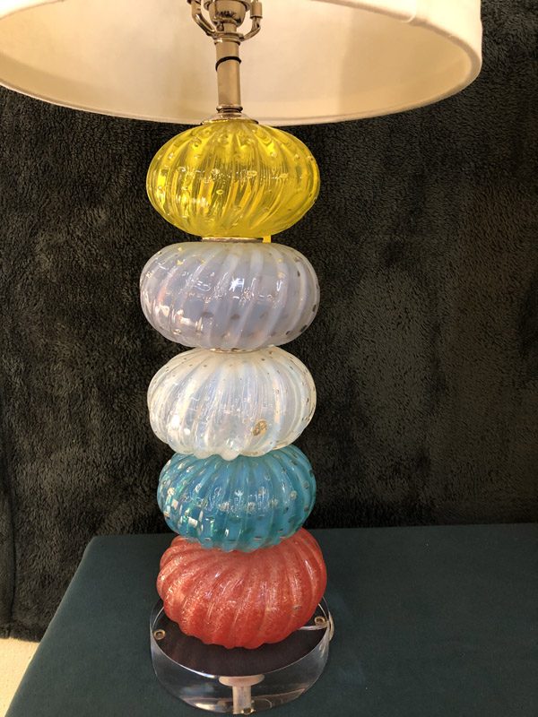 Anna's Mostly Mahogany Consignment - Pr Venetian Glass Lamps