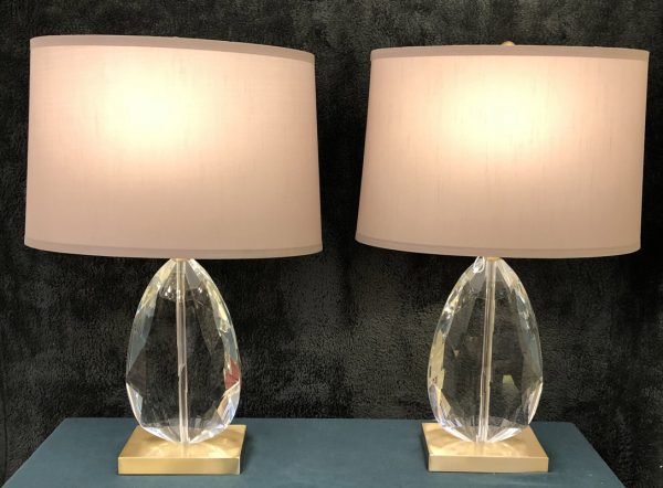 Anna's Mostly Mahogany Consignment - Pr Crystal Shape Lamps