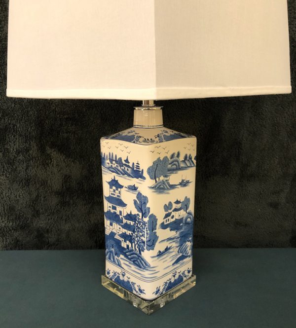 Anna's Mostly Mahogany Consignment - Pr Blue and White Asian Lamps