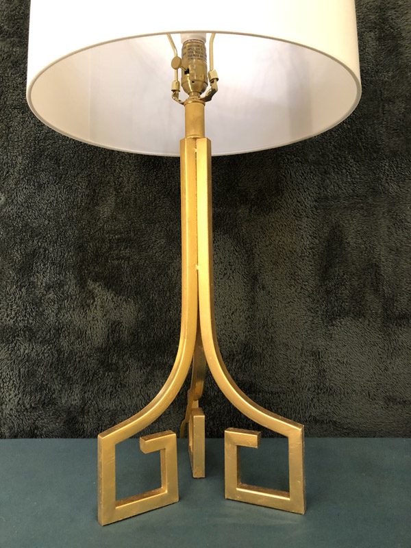 Anna's Mostly Mahogany Consignment - Pr Gold Greek Key Lamps