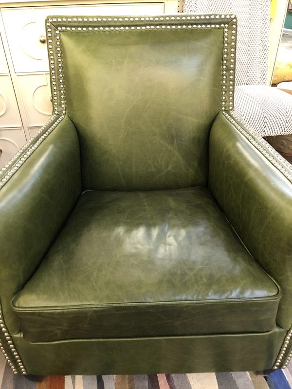 Anna's Mostly Mahogany Consignment - Pr Green Leather Chairs