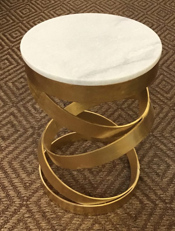Anna's Mostly Mahogany Consignment - White / Gold End Table