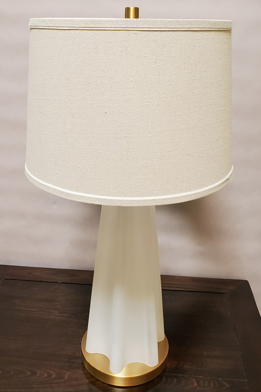 Anna's Mostly Mahogany Consignment - Pr  White Frosted Glass Lamps