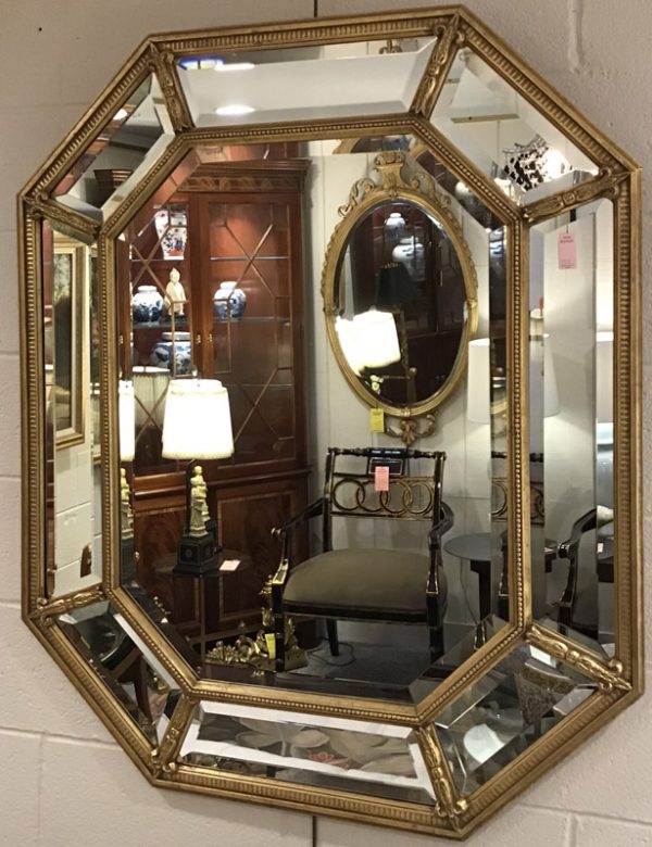 Anna's Mostly Mahogany Consignment - Gold Hexagon Mirror